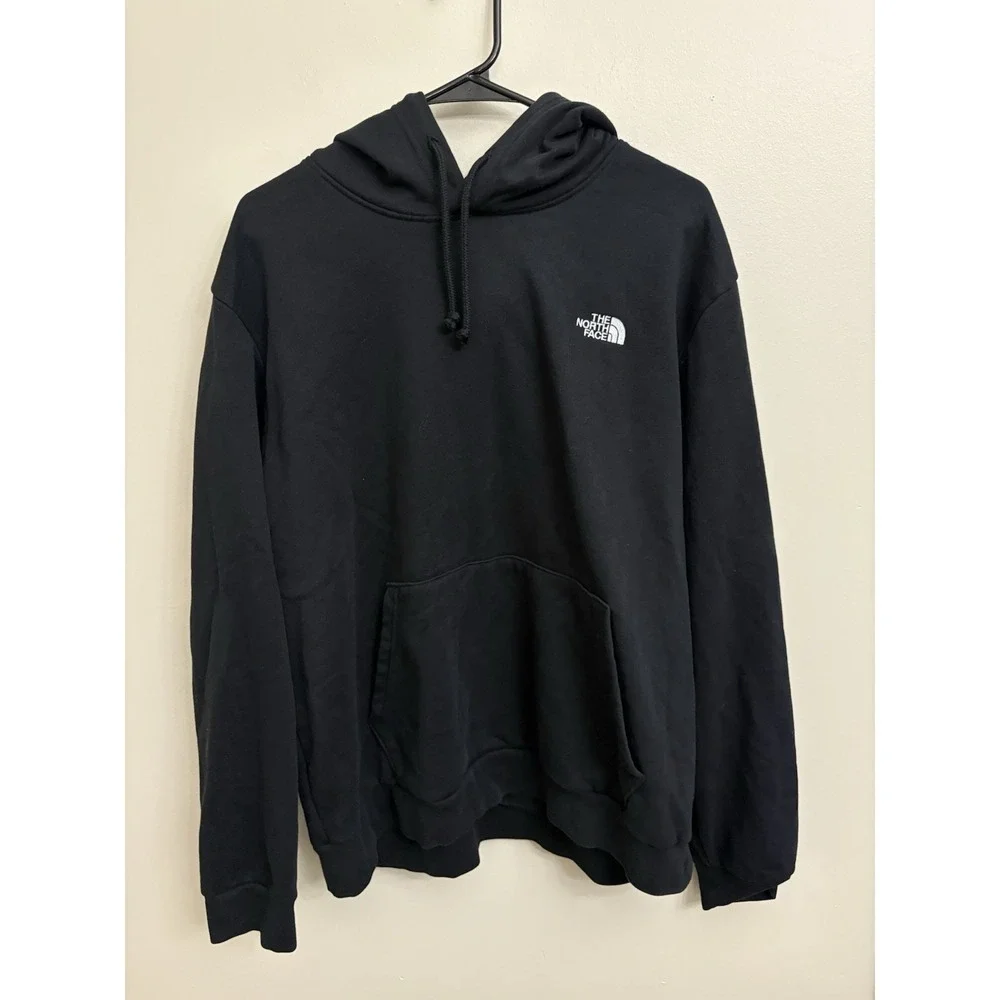 Men's The North Face Black Circular Design Hoodie Pullover Size Large Comfy